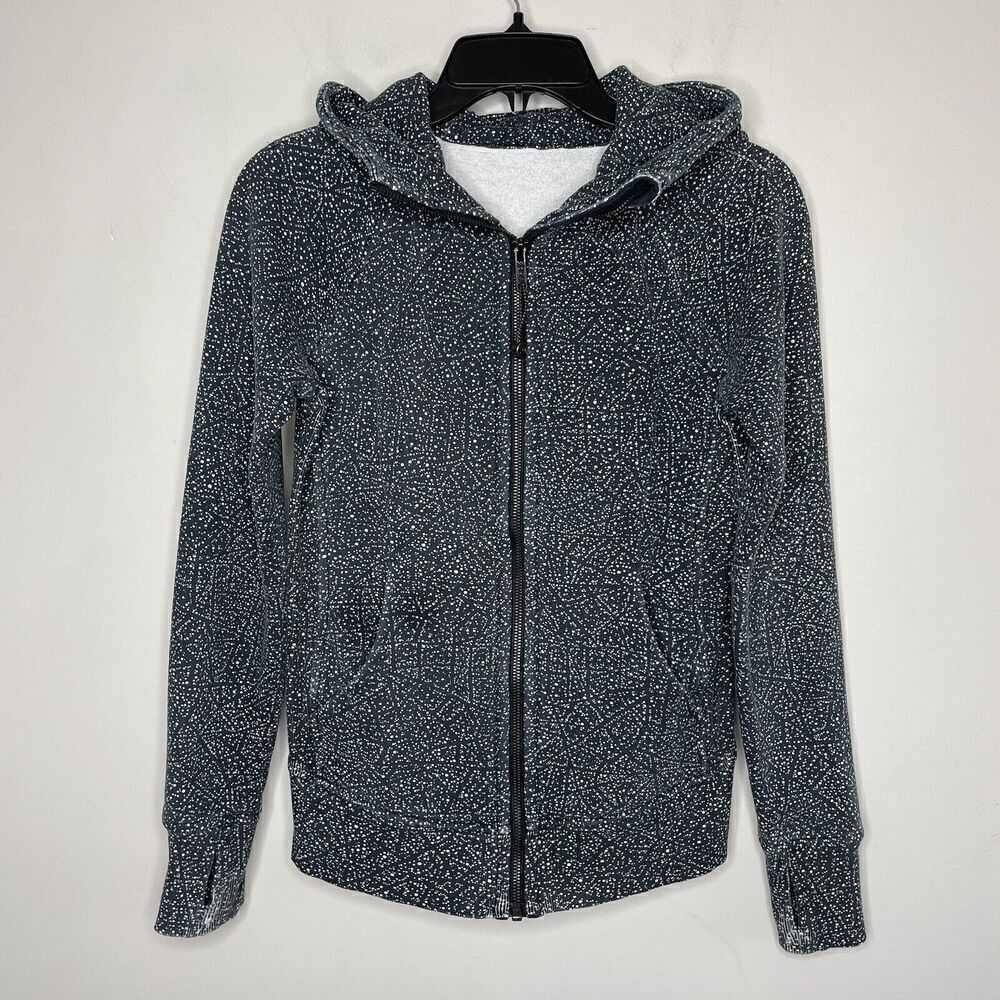 LULULEMON Scuba Hoodie Womens 2 Black Frozen Fizz Full Zip Sweatshirt W4AFRS